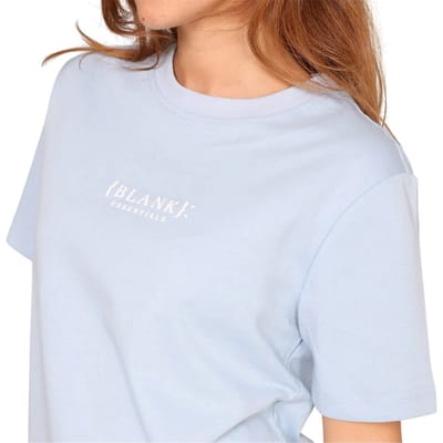 Blank Essentials Dames-T-shirt met logo uit de Essentials-collectie in boyfriend-stijl (Mineraalblauw)