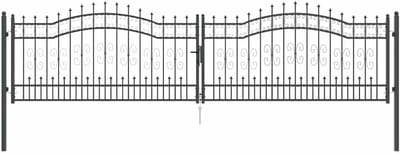 Hekpoort Met Speer - Tuinpoort - Buitenbeveiliging - Klassiek Design - 404 x 100 cm - Grijs