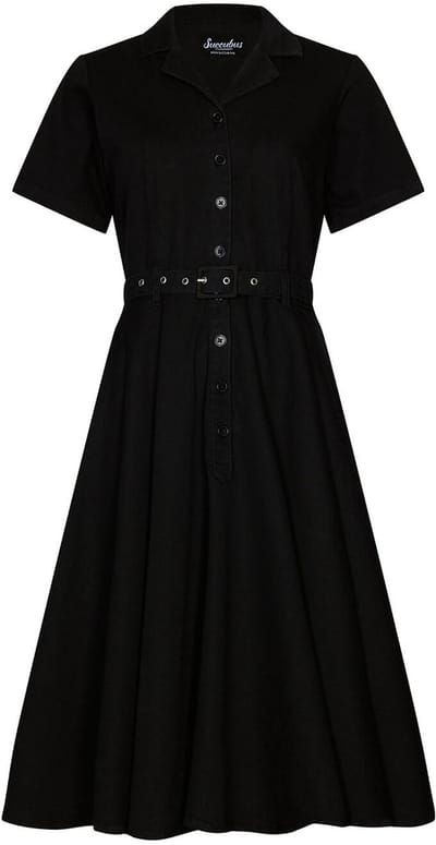 Succubus Clothing Ruby Denim 50's Swing Jurk Zwart