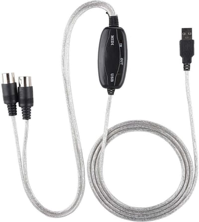 Dailygoody - USB MIDI Kabel - MIDI naar USB Adapter - Geschikt voor Muziekproductie - Plug and Play - Hoogwaardige Geluidskwaliteit - Voor PC - Flexib...