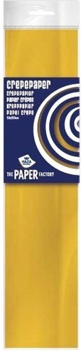 Crepe papier platte vellen - 5x - okergeel - 250 x 50 cm - Knutselen met papier - Knutselspullen