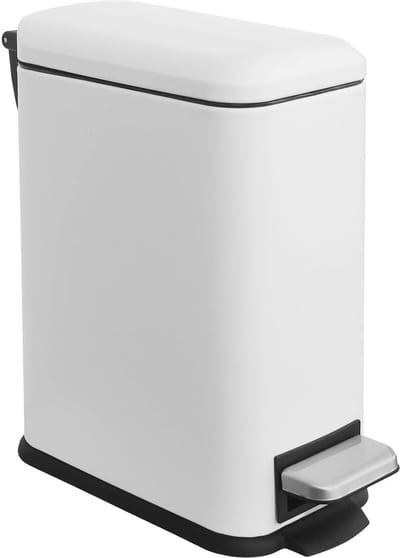 Smalle Pedaalemmer 5L Wit met Deksel en Uitneembare Binnenemmer voor Badkamer en Toilet