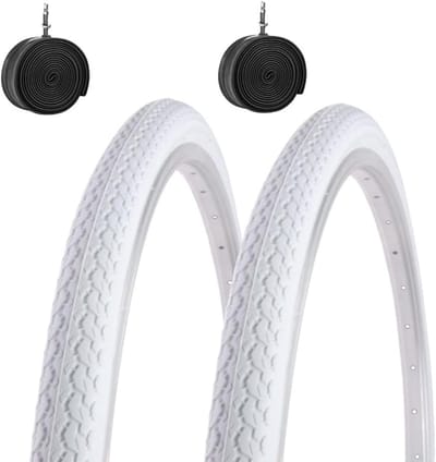 Set van 2 Witte Fietsbanden 26 x 1 3/8 voor Stadsfietsen