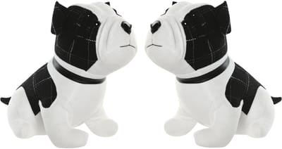 ITEM Deurstopper Hond - 2x - 1 kilo - wit/zwart - polyester - 29 x 18 x 26 cm- tegen klapperende deuren