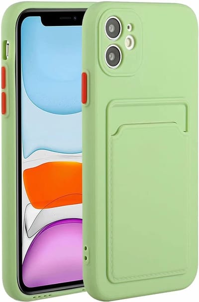 Telefoonhoesje Geschikt voor: iPhone 11 Pro siliconen Pasjehouder hoesje - Groen apple