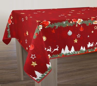 Tafelkleed anti-vlek Noel rouge rond 160 cm Tafellaken - Decoratieve Tafel Accessoires - Woonkamer Decoratie - Bonne et Plus®