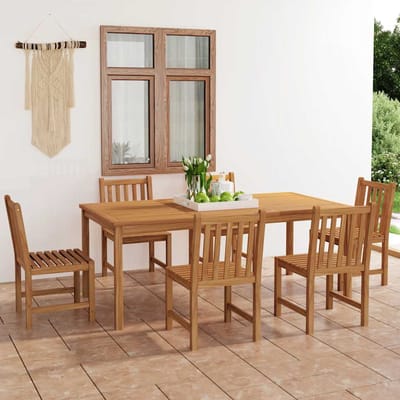 vidaXL - 7-delige - tuinset - 200x100 - cm - massief - teakhout