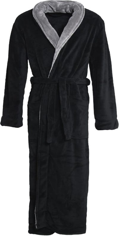 Zwarte Microvezel Badjas XL – Dames en Heren – Coral Fleece Ochtendjas voor Spa en Ontspanning