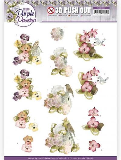 3D Push Out - Precious Marieke - Purple Passion - Bird Paradise