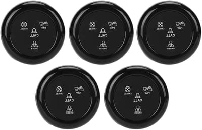 Draadloze Pager Belknoppen - SOS Zorgoproep - Service Oproepsysteem - Waterdicht Ontwerp - 5 Stuks - Zwart