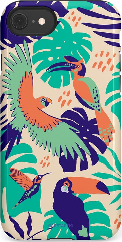 Casetastic Hoesje Geschikt voor Apple iPhone 7/8/SE - Stijlvolle Beschermende Duo-layer Case - Tropische Vogels