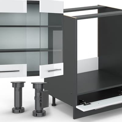 Vicco Fame-Line Complete keukeneenheid – 355 cm, WB Antraciet Wit hoogglans/antraciet