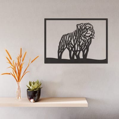 Wanddecoratie Bulldog - Muurdecoratie Bulldog - Muurdecoratie Hout - Wanddecoratie Hout - Muurdecoratie Woonkamer - Wanddecoratie Woonkamer - Wanddecoratie Industrieel - Wanddecoratie Dieren - Home Decor - Wall Line Art - 40.5 x 29 cm