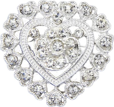 Fako Bijoux® - Broche - Hart - Kristal - 32x32mm - Zilverkleurig