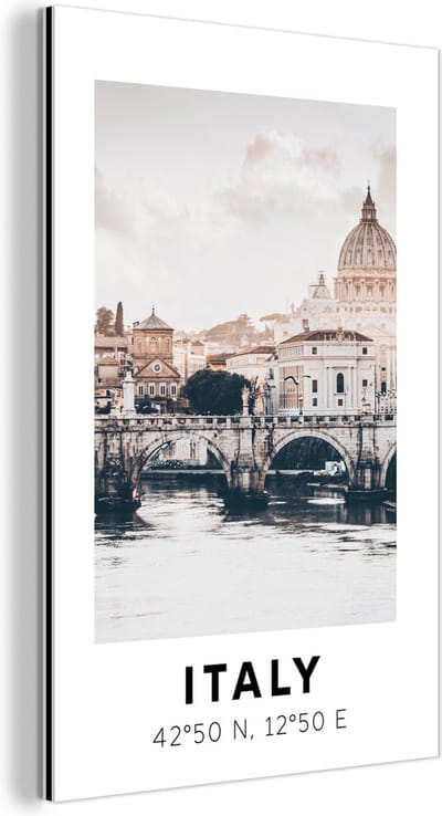 Wanddecoratie Metaal - Aluminium Schilderij Industrieel - Rome - Italië - Zomer - Skyline - 120x180 cm - Dibond - Foto op aluminium - Industriële muurdecoratie - Voor de woonkamer/slaapkamer