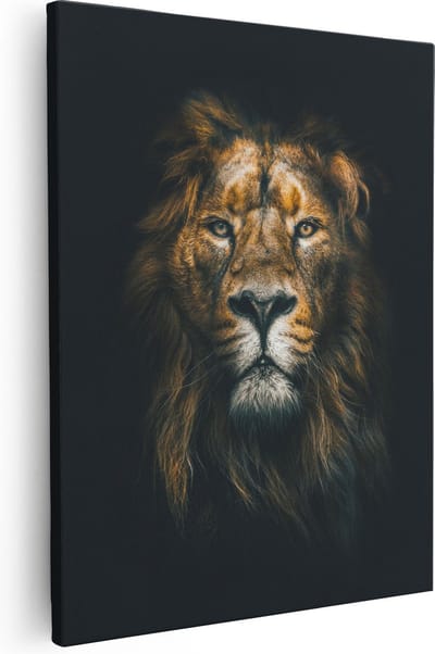 Artaza Canvas Schilderij Leeuwenkop - 40x50 cm - Muurdecoratie Dierenkop - Wanddecoratie Woonkamer - Kamer Accessoires