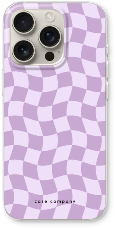 Case Company® - Hoesje geschikt voor iPhone 16 Pro hoesje - Grid Paars - Soft Cover Telefoonhoesje - Bescherming aan alle Kanten en Schermrand