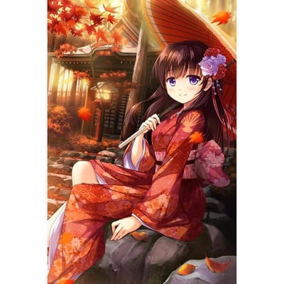 Diamant broderie mosaïque Anime fille 5D point de croix diamant peinture autocollant bricolage décor peintures 20X30CM black
