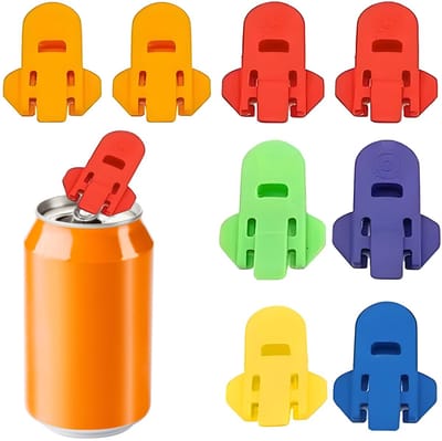 Dailygoods- Drankblikopener 8 Stuks - Ringopener - Eenvoudige Dekselopener - Kunststof - Kleurrijke Set - Innovatief Klikdesign - Blikopener