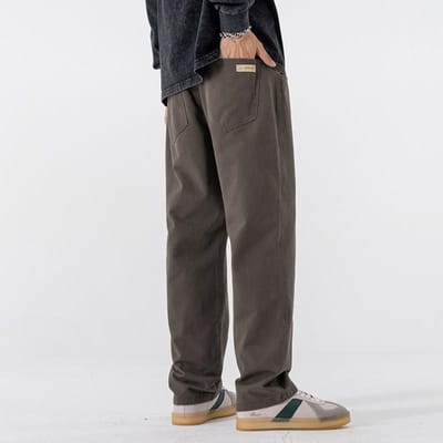 Retro losse casual broek heren puur katoen lente en herfst casual broek rechte veelzijdige casual broek L