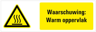 Tekstbord waarschuwing warm oppervlak - kunststof - W017 200 x 75 mm