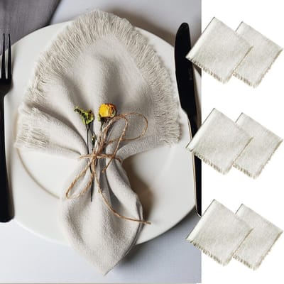 Unyqoos® Tijdloze Elegantie Stofservetten Set van 6 voor Elke Gelegenheid - 45 x 45 cm, Beige