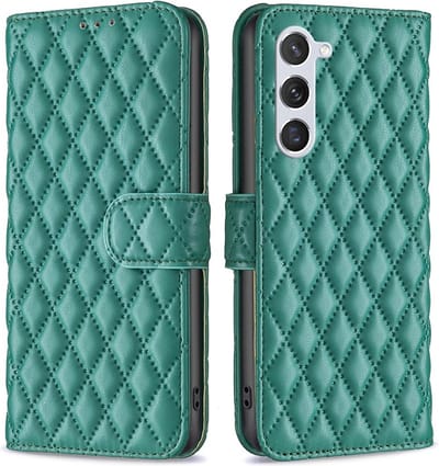 BINFEN Hoesje - Geschikt voor Samsung Galaxy S23 Hoesje - BINFEN Rhombus Book Case - Groen
