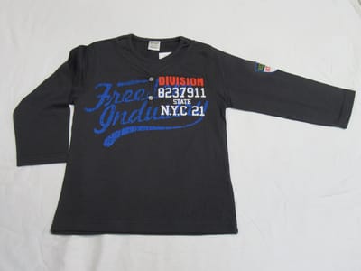 dirkje, jongens, t-shirt lange mouw , donker grijst , division, 110- 5 jaar
