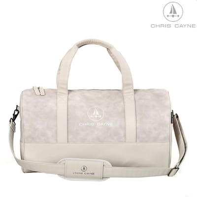 Chris Cayne travel bag - reistas - licht grijs - suede + leren riem