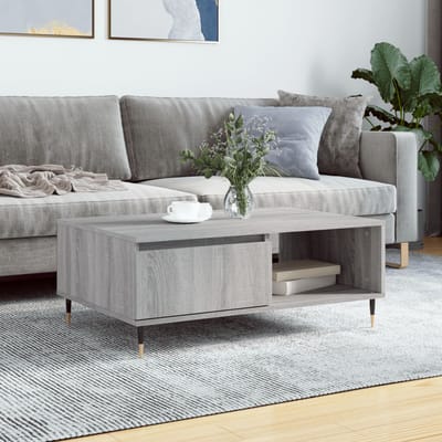 vidaXL - Salontafel - 90x60x35 - cm - bewerkt - hout - grijs - sonoma - eikenkleurig