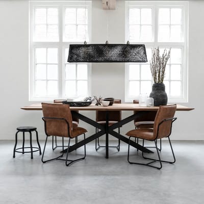 24Designs Curves Tafel - L260 X B100 X H78 - Tafelblad Recycled Teakhout - Zwart Onderstel
