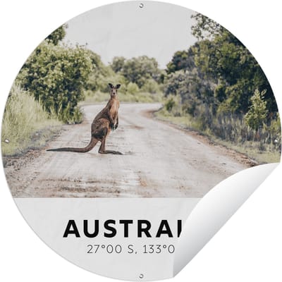 Tuincirkel Australië - Kangoeroe - Wegen - 60x60 cm - Ronde Tuinposter - Buiten
