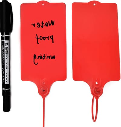 Plastic Zegel Labels - Veiligheidslabels Beschrijfbaar - Goederen Markeren - Zelfborgend Mechanisme - 100 Stuks - Rood