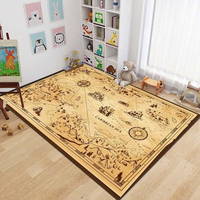 15 Maten Antieke Piraten Schatkaart Tapijt Vloerkleed voor Slaapkamer Woonkamer Boho Decor Kruipmat voor Kinderen College Slaapzaal Decor 100*120cm