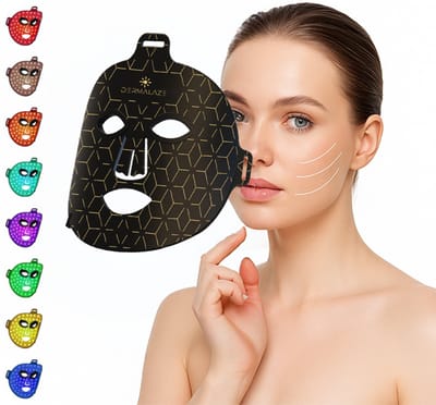 Dermalaze LED Gezichtsmasker – 8 Kleuren Lichttherapie – Infrarood & Rood Licht – Acnebehandeling – Huidverjonging – CE-gecertificeerd