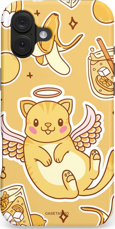 Casetastic hoesje geschikt voor Apple iPhone 16 Plus - MagSafe - Dubbellaagse bescherming - Poezenvleugels - Fashion Case - Goud Beige Perzik