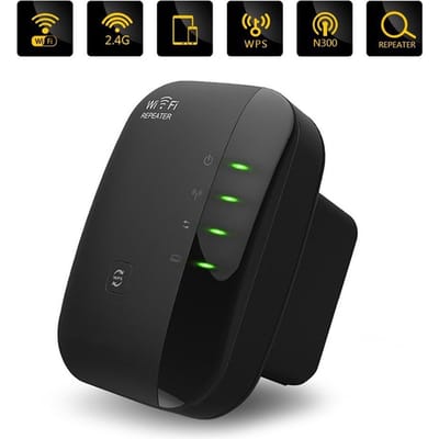 WiFi Versterker stopcontact - Zwart- Wifi Repeater - 300Mbps - Draadloos - Overal internet - Signaal