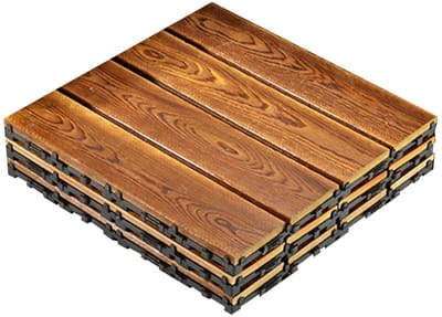 Terrastegels Hout - Vlondertegels Buiten - Tuin Balkon - Antislip Waterafvoer - 30x30cm - Verkoold