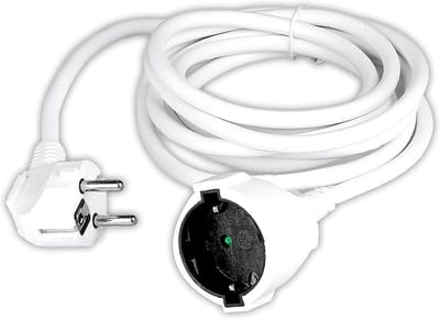 Verlengkabel 5 meter geaard, geschikt voor binnen en buiten, maximaal 3680 watt