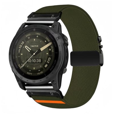 By Qubix - Geschikt voor Garmin bandje - 26mm Quickfit - Nylon bandje met parachute sluiting - Donkergroen - Geschikt voor Garmin Epix Pro Gen 2 (51mm) / Quatix 7X / 6X & Tactix 7 (pro)