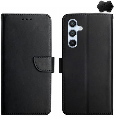 Lederen BoekCover Etui Hoes geschikt voor Samsung Galaxy A16 - A17 - A26 - Zwart