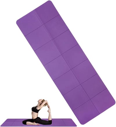 Opvouwbare Oefenmat - Trainingsmat Yoga - Thuis Sporten - Dubbelzijdig Antislip - 183x61x0.4cm - Paars
