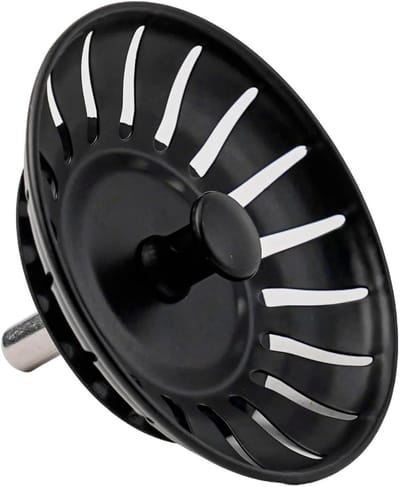 Spoelbak Zeef Plug - Afvoerstop Keuken - Verstopping Voorkomen - Roestvrij Staal - 78mm Diameter - Zwart