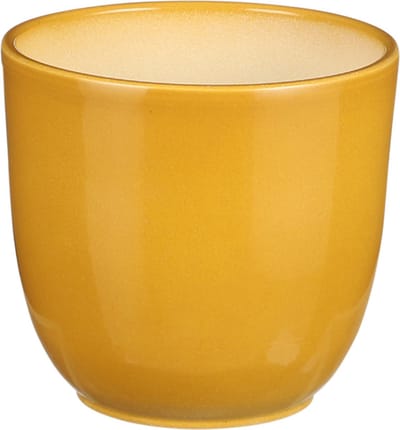 Mica Decorations Plantenpot/bloempot Tusca - Okergeel - keramiek - glans - D12 x H11 cm