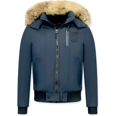 Enos Korte winterjas met bontkraag