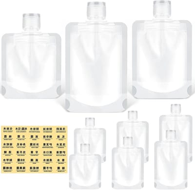 Set van 12 Refillable Reisset Toilettassen voor Shampoo, Conditioner en Lotion - Handige Squeeze Containers in 30ml, 50ml en 100ml Formaat