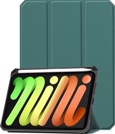 Hoesje - Geschikt voor Apple iPad Mini 7 (2024) - 8.3 inch - 7e Generatie - Dun & Stevig - Trifold Bookcase - Hard Cover Case - Met Uitsparing Geschikt voor Apple Pencil - Hardcover Book - Tablet Hoes - Donkergroen