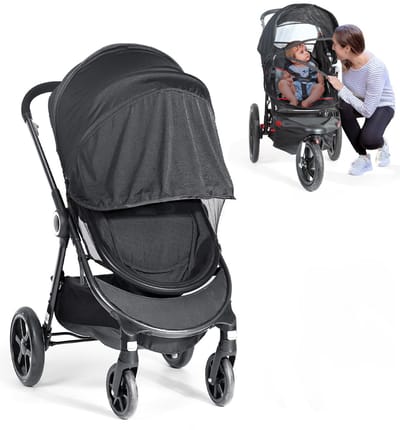 Namajunas - 2 in 1 Klamboe & Zonnescherm baby - Schaduwdoek - Zonwering - Klamboe Baby - Zonnescherm Kinderwagen - Klamboe voor Kinderwagen - Verstelbaar Zonnedoek - Universeel - Zonneluifel - UV-bescherming & Anti Muggen