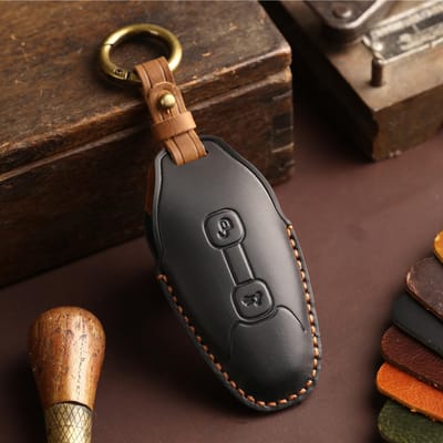 Pour Moto Vespa Housse de Clé en Cuir Vintage de Haute Qualité Housse de Protection pour Télécommande de Moto Gts300 brown
