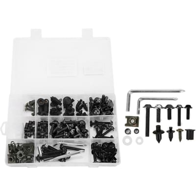 Kit Universel de Boulons pour Carénage de Moto Pare-brise Vis Fixations Aluminium pour Réparation noir